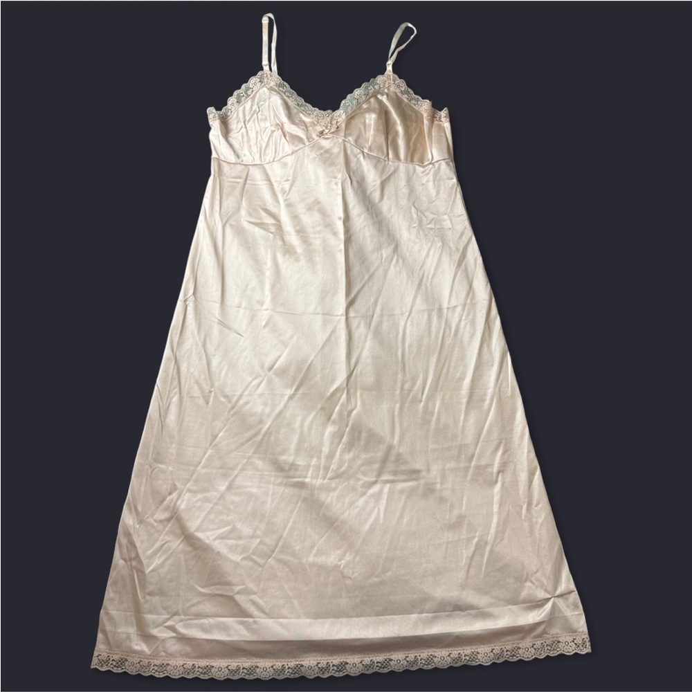 Leggs vintage cream satin slip dress